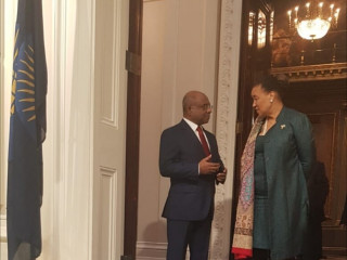 Minister of Foreign Affairs Abdulla Shahid with Secretary-General of the Commonwealth Patricia Scotland