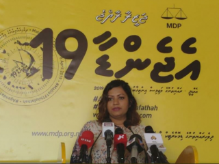 Maldivian Democratic Party\'s deputy secretary general and ‘Agenda 19’ spokesperson, Afshan Ali