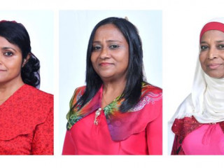 From left: heritage minister Yumna Maumoon, fisheries minister Zaha Waheed, and housing minister Aminath Athifa