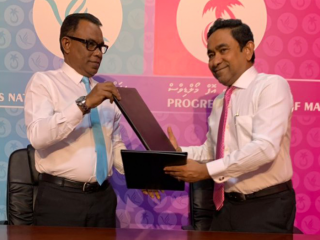 Leaders of the Progressive Congress Abdul Raheem Abdulla and former President Abdulla Yameen