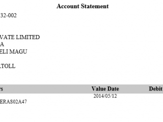 އެސްއޯއެފްގެ ބޭންކް ސްޓޭޓްމެންޓެއްގެ ފޮޓޯއެއް