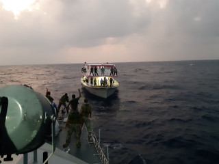 The vessel was escorted by the Coast Guard