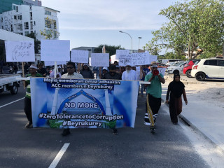 Protesters on Friday evening
