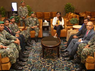 Defence Minister Mariya Didi and her delegation at the airport