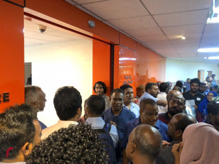 Supporters of former president Abdulla Yameen gathered at the Indira Gandhi Memorial Hospital on Wednesday