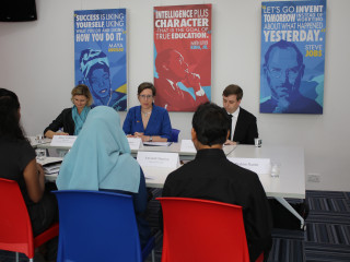 Ambassador Alaina Teplitz and delegation meets with the media
