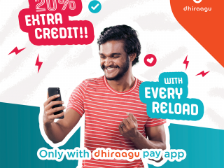 ދިރާގު ޕޭ މެދުވެރިކޮށް ކޮންމެ ރީލޯޑް އަކާ އެކު 20 އިންސައްތަ އިތުރު ކްރެޑިޓް!