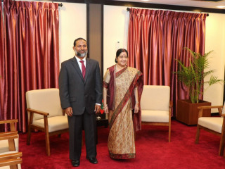 Minister Sushma Swaraj met with Home Minister Imran Abdulla on Monday morning