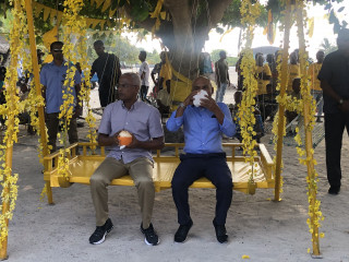 President Solih with Alifushi MP Rasheed