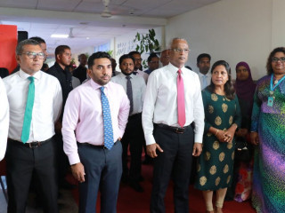 President Solih with Health Minister Abdulla Ameen