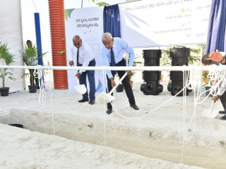 The water and sanitation project was inaugurated by President Ibrahim Mohamed Solih (r) on Thursday