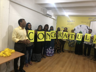 Former President Nasheed celebrating his win