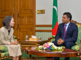 UN Resident Coordinator Shoko Noda (L) with Vice President Faisal Naseem