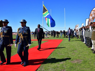 South Africa President Cyril Ramaphosa arrives at the Freedom Day celebrations