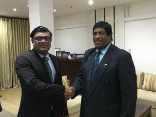 Ambassador Omar Abdul Razzaq with Minister of Power, Energy, and Business Development, Ravi Karunanayake