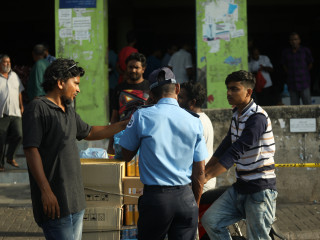 An officer at the local market