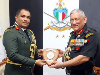 Chief of Defence Force, Major General Abdulla Shamaal with India’s Chief of Army Staff General Bipin Rawat