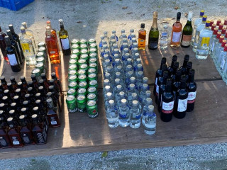 Police destroyed the alcohol bottles on Tuesday