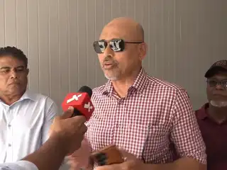 Maaz Saleem gives an interview to RaajjeTV while standing near the ACC.