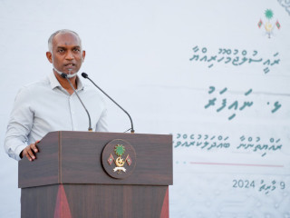 President Muizzu speaking to residents of Naifaru island 