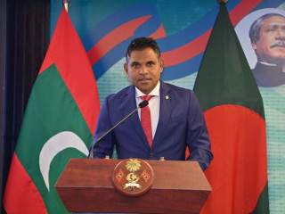 Vice President Faisal Naseem at the function held to mark the Independence and National Day of Bangladesh held at Hotel Jen on Sunday