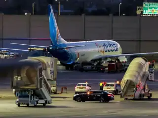 A Flydubai aircraft has landed at Ben Gurion Airport in Tel Aviv, Israel.