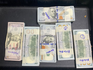 The bundles of cash confiscated by authorities