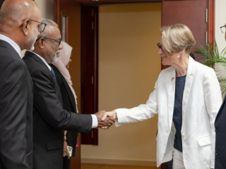 British High Commissioner to the Maldives Caron Röhsler with Abdul Raheem Abdulla