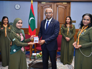 President Solih conferred the "President's Badge" to Fathimath Yumna Atif