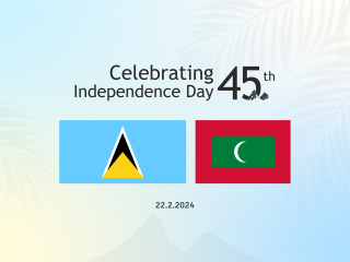 Flags of Saint Lucia and the Maldives