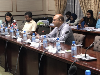 Prisoner of Commissions Abdulla Munaz at Saturday\'s committee meeting