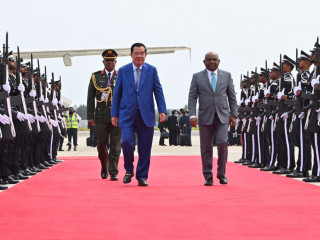 Prime Minister of the Kingdom of Cambodia, Samdech Akka Moha Sena Padei Techo Hun Sen arrives in Maldives