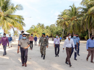 Health Minister Abdulla Ameen and team in Narudhoo island