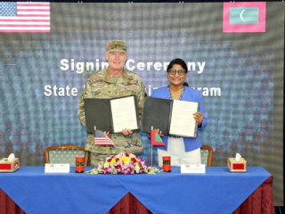 Minister of Defence Mariya Didi and Adjutant General of Montana National Guard Major General John Hronek