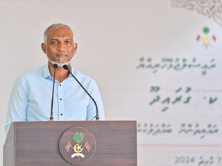 President Muizzu speaking to residents of Guraidhoo island