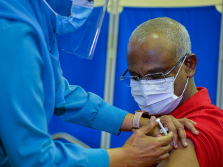 President Ibrahim Mohamed Solih receives second dose of the Covishield vaccine