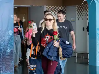 Passengers from Aeroflot's inaugural flight at Terminal 1 of VIA receive warm welcome