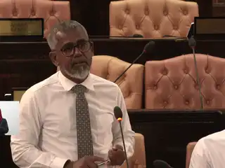 Vaikaradhoo MP Hussain Ziyad addresses Sunday's sitting of the People's Majlis.