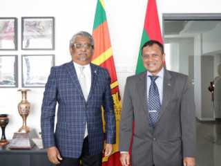 High Commissioner of Sri Lanka to Maldives, Adam Maznavee Jaufer Sadiq and Minister of State for Foreign Affairs, Ahmed Khaleel