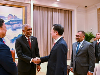 The Managing Director and senior officials of the Hunan Construction Investment Group paid a courtesy call on the President of Maldives on Monday