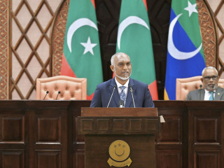 President Muizzu delivering his second presidential address at parliament's inaugural sitting on Thursday