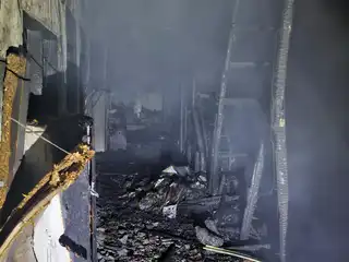 A fire has broken out at M. Rimlaas, leaving the building gutted. | NDMA