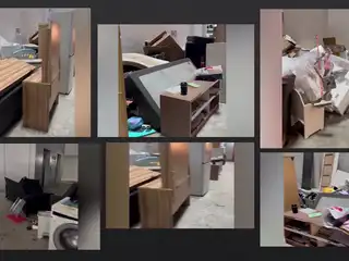 The elevator lobby of Hiyaa Tower 5 has been turned into a makeshift garbage dump.