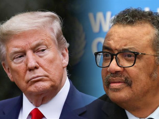 ޑަބްލިއުއެޗްއޯގެ ޑިރެކްޓަރ ޖެނެރަލް ޑރ. ޓެޑްރޯސް އެެދެނޯމް ގެބްރިއޭސަސް އަދި އެމެރިކާގެ ރައީސް ޑޮނާލްޑް ޓްރަމްޕް