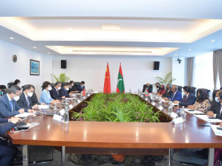 The talks were held as part of China Foreign Minister Wang Yi's ongoing visit to Maldives