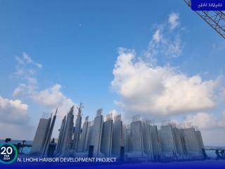 The harbor development project underway in Lhohi island of Noonu atoll