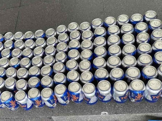The cans of beer seized by authorities