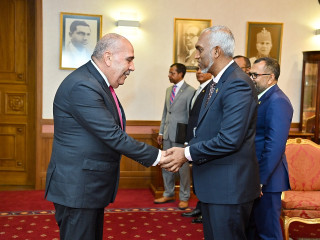 Ambassador of Palestine to the Maldives, Walid A.M. Abu Ali and President Dr. Mohamed Muizzu