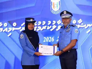 From the ceremony held to confer badges of honor upon police officers serving in the Greater Male' Area.