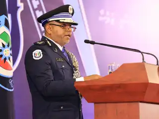 Commissioner of Police Ahmed Mohamed speaking at an event.